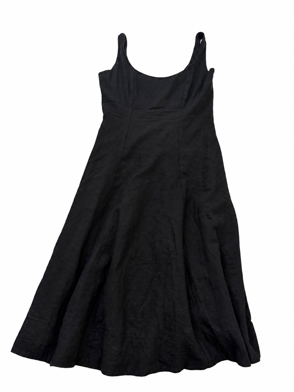 Linen Black Sleeveless A-Line Dress
